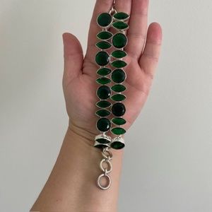 Faceted Chrome Diopside Crystal Bracelet, 925 sterling silver, Adjustable